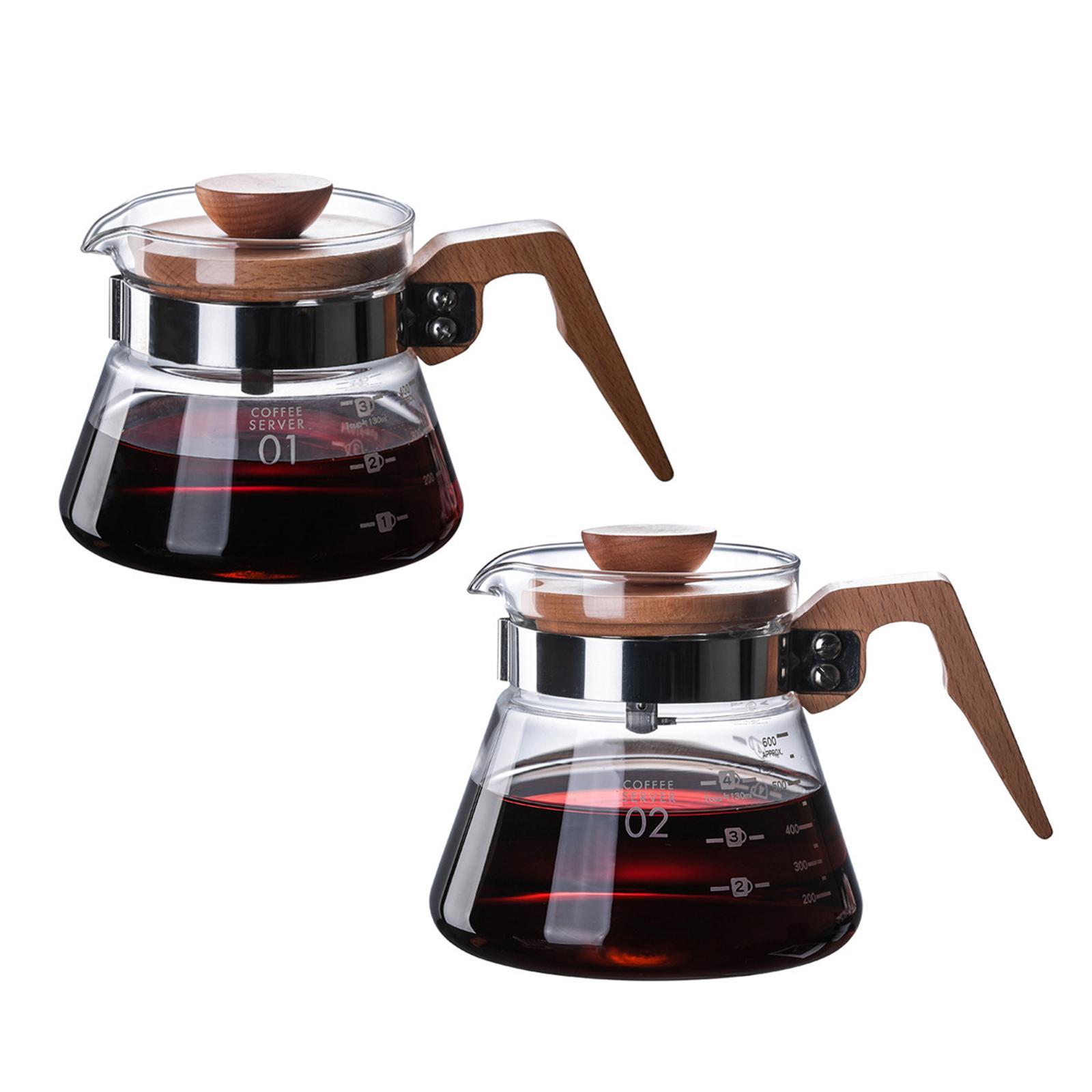 Anti-Scalding Coffee Pot V60 Carafe Wood Lid Accessories Coffee Maker for Kitchen Barista