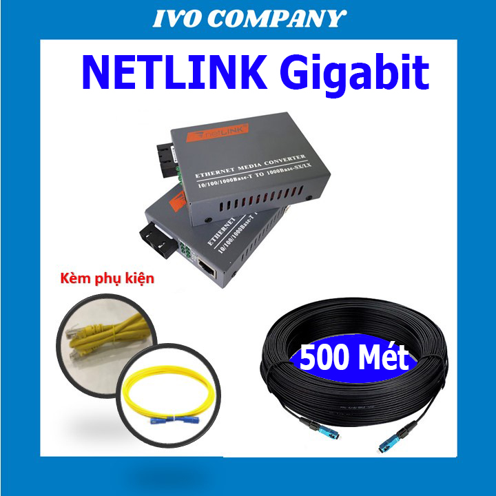 Combo 500m Cáp Quang + Cặp Converter 1000Mbps Kèm Phụ Kiện
