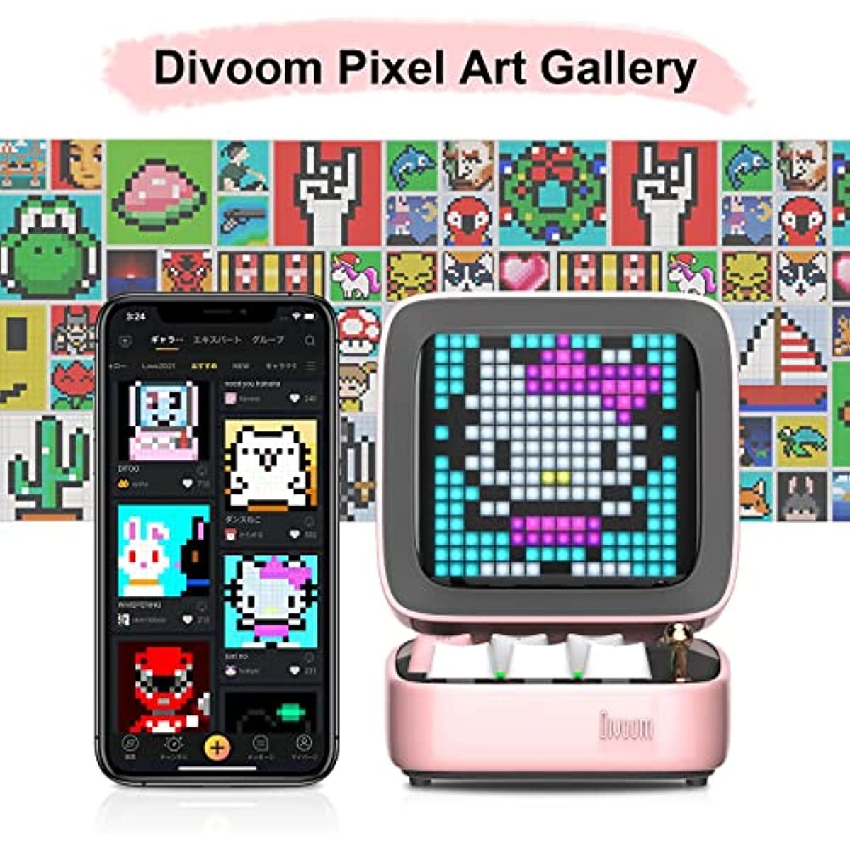 Divoom ditoo-pro cổ điển pixel art bluetooth loa di động đồng hồ báo thức DIY LED DIY DIY DIED HIỂN THỊ Color: PINK