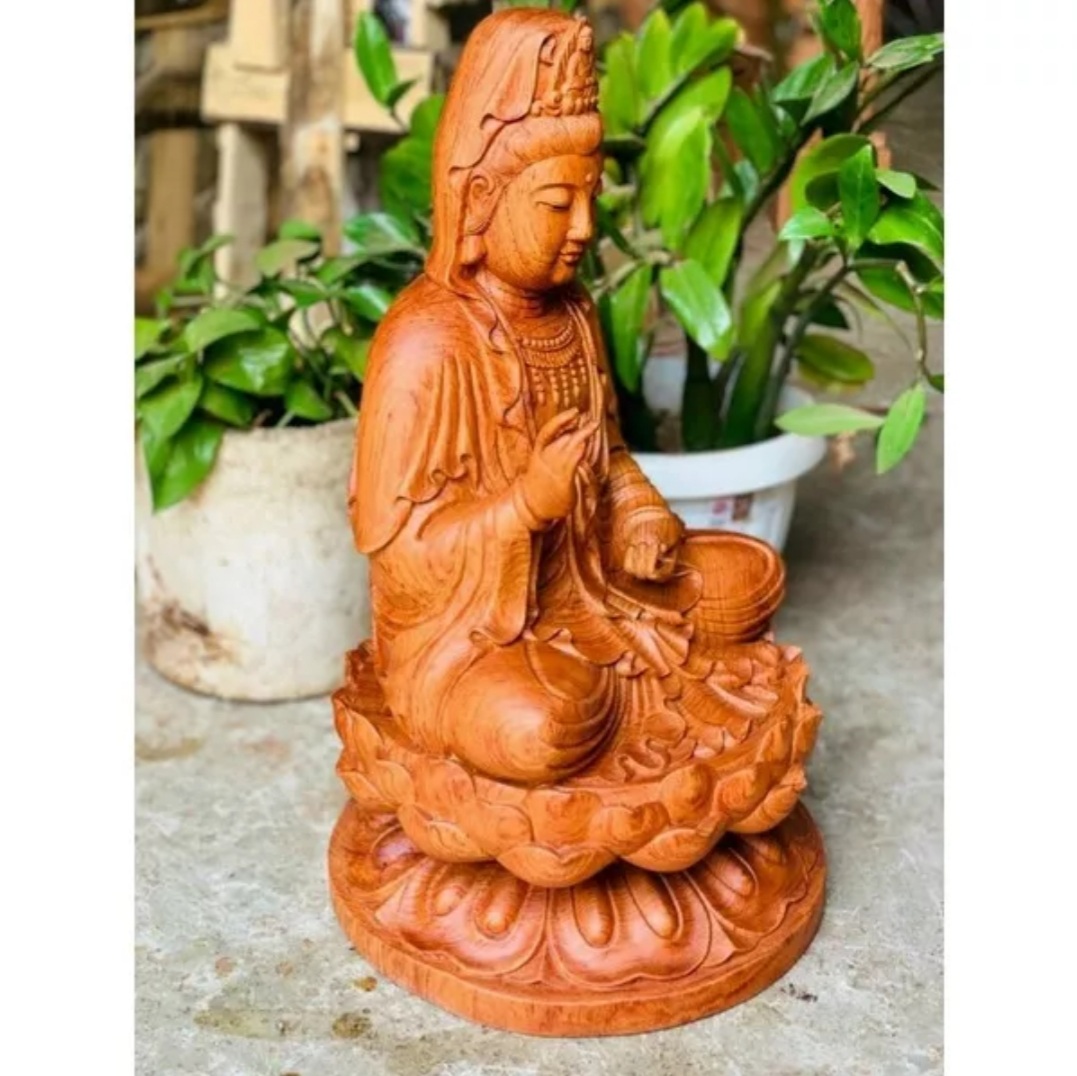 Tượng phật bà quan âm dể xe ô tô cao 15 cm
