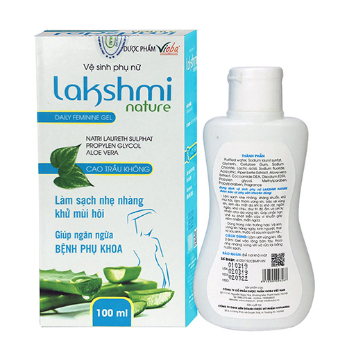 Dung dịch vệ sinh phụ nữ Lakshmi - Làm sạch nhẹ nhàng, kháng khuẩn, khử mùi hôi, làm dịu mát da khi bị khô sát, ngứa ngáy, khó chiu. Duy trì độ ẩm độ pH cho da vùng kín.  Chai 100ml.