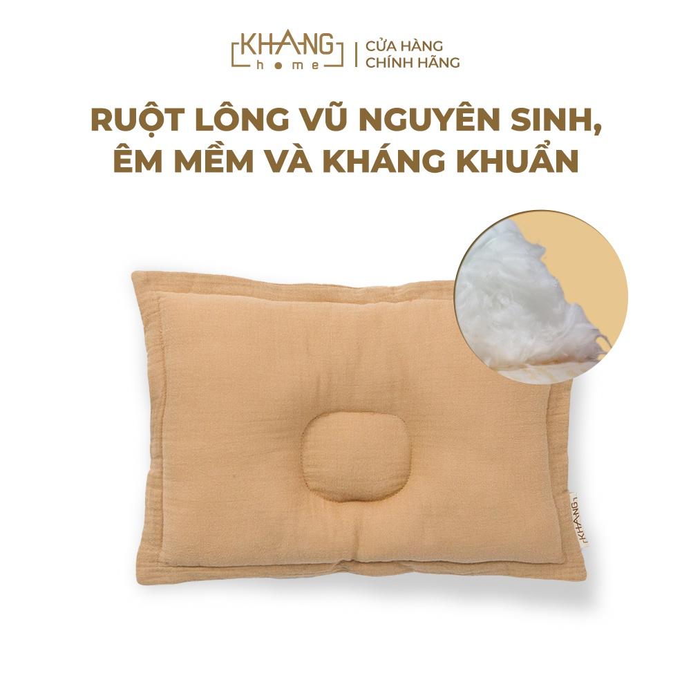 Gối Nằm Vải Xô Khang Home Định Hình Đầu Cho Bé Sơ Sinh 25x35cm