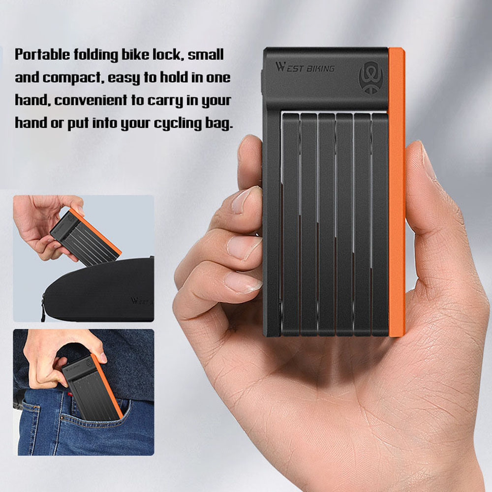 Khóa xe đạp gấp gọn chống trộm WEST BIKING khóa xích bảo vệ an toàn hạng nặng với 3 chìa khóa cho xe đạp & xe tay ga