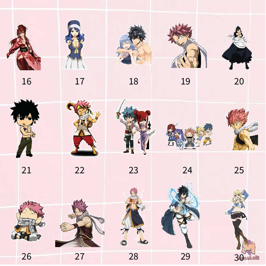 Miếng dán Stickers chủ đề Hội pháp sư Fairy Tail
