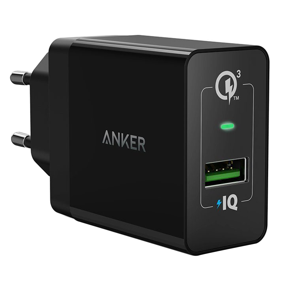 Adapter Sạc 1 Cổng Anker PowerPort+ 18W Tích Hợp PowerIQ Hỗ Trợ Sạc Nhanh QC 3.0 - A2013 - Hàng Chính Hãng