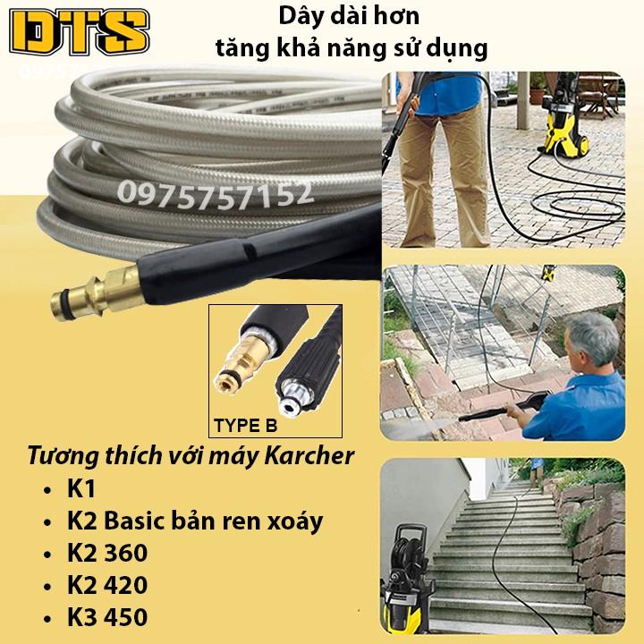 10m Dây áp lực máy rửa xe Karcher - Ống dây phun thay thế máy xịt rửa áp lực Karcher