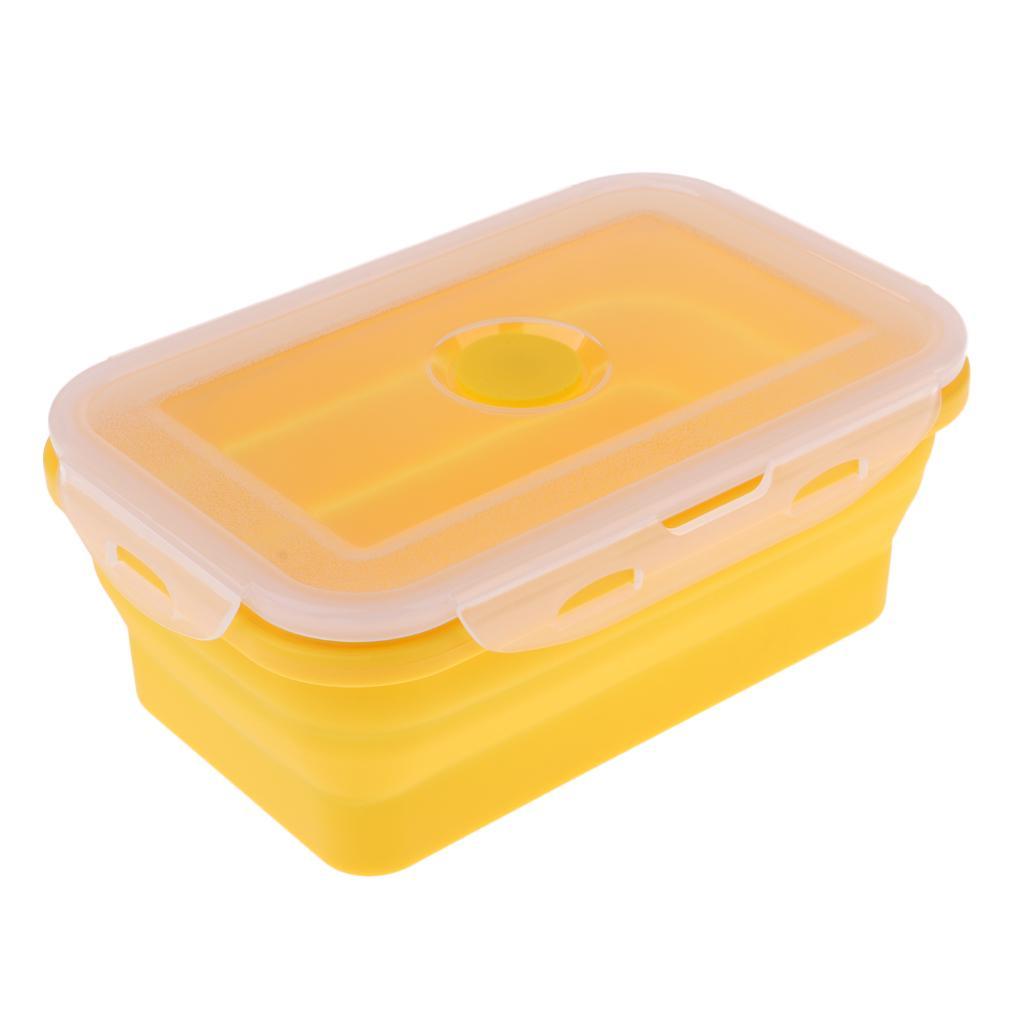 3x Silicone Folding Collapsible Bento Box Stackable Food Storage Container