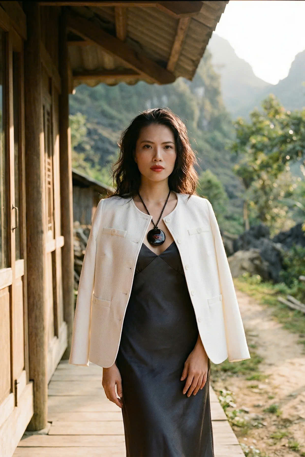 Áo Khoác Jacket Tweed Trắng Hà Giang Top187 thời trang thiết kế Hity