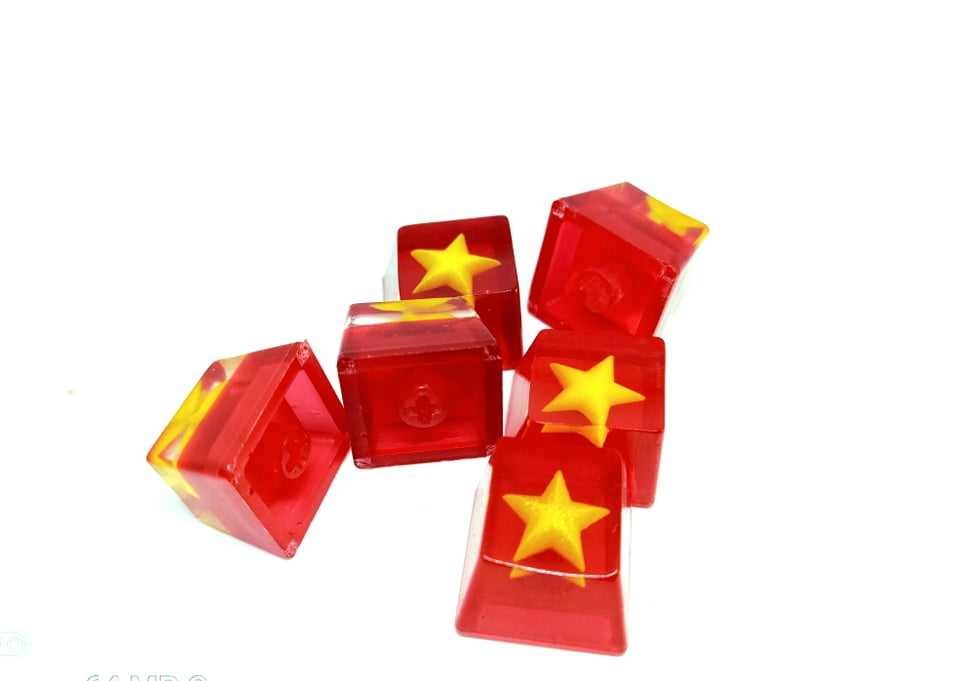 Keycap quốc kỳ Việt Nam, cá koi vàng, hoa hồng vàng trang trí bàn phím gaming