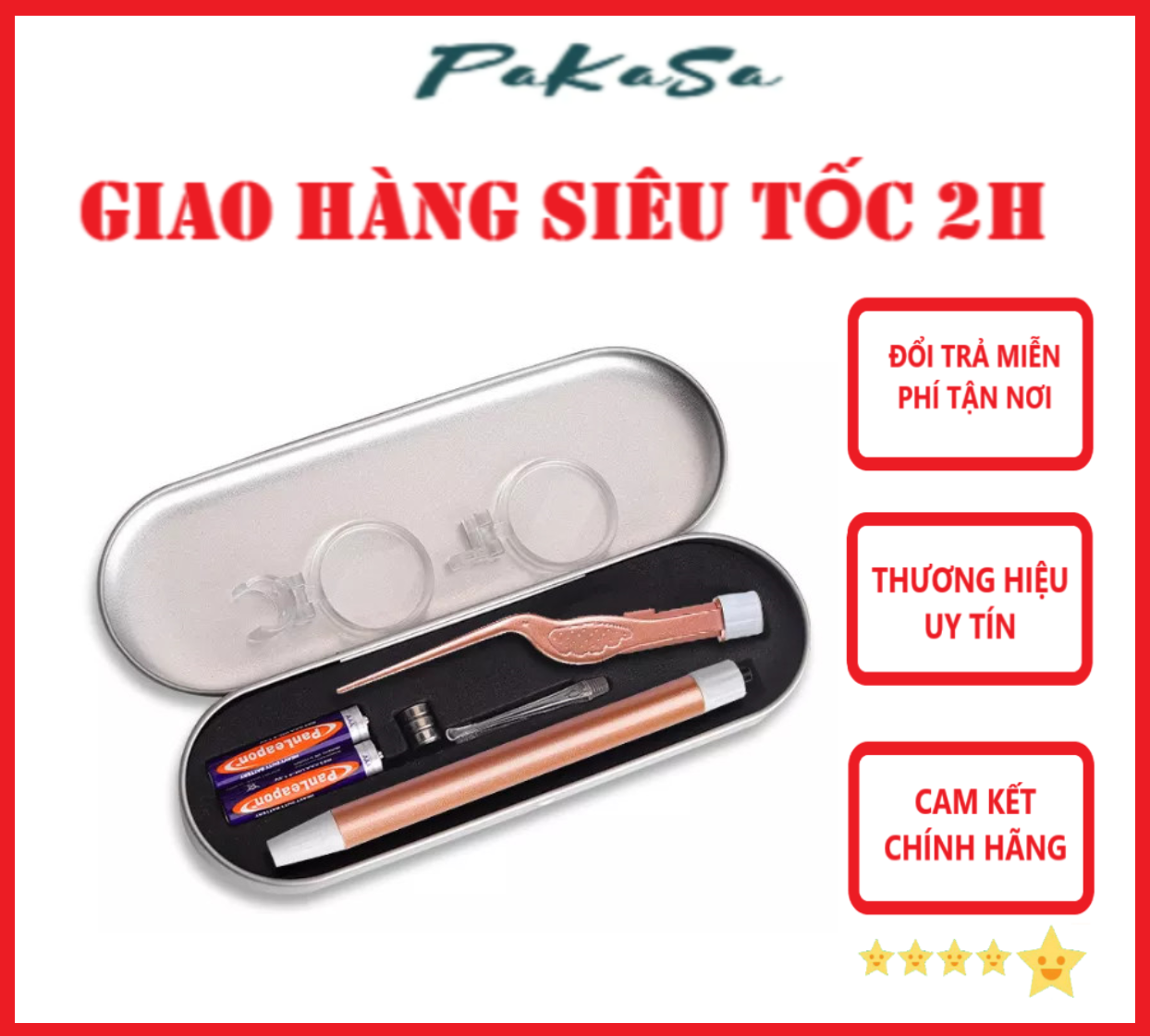 Nhíp Lấy Tai Thương Hiệu PaKaSa Có Đèn Chuyên Dụng Có Kèm Pin - Hàng Chính Hãng 