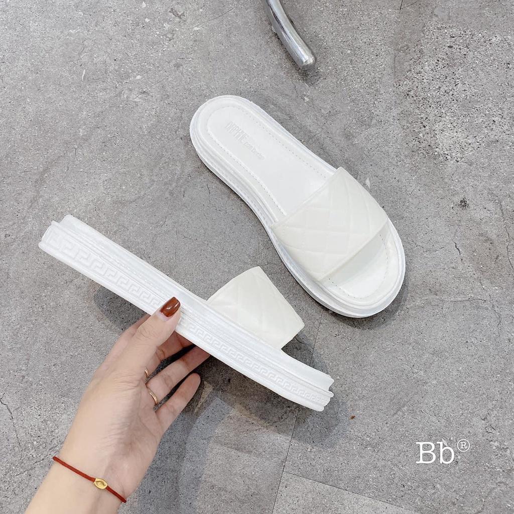 Dép nữ quai ngang bản to đế bánh mì mềm đi êm chân giá rẻ - D04