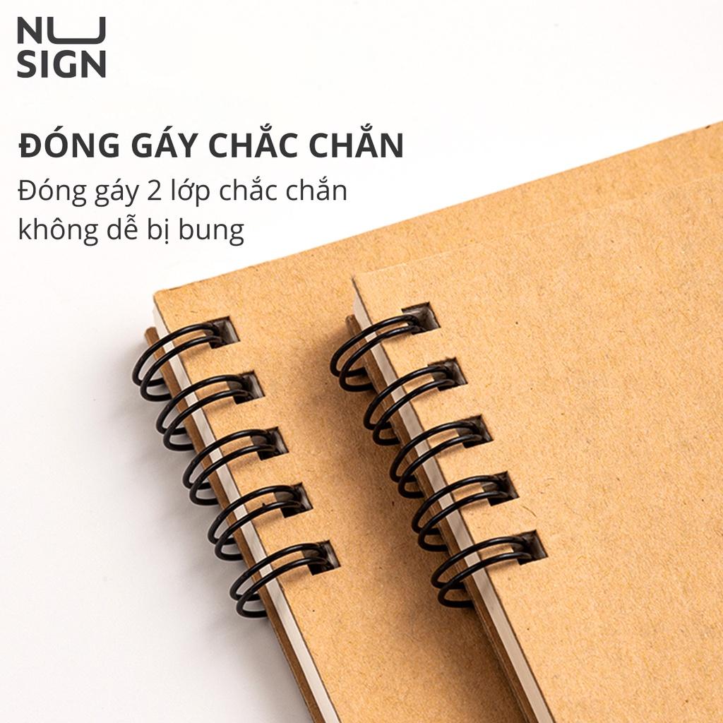 Sổ tay bìa kraft, sổ planner kẻ ngang A5/B5 cao cấp NUSIGN, gáy lò xo dễ sử dụng, màu vintage bền đẹp mã NS291/NS292