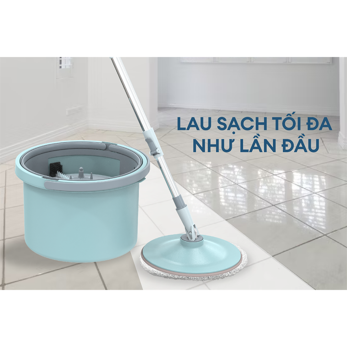 Bộ Lau Nhà Xoay 360 Độ Thông Minh Sunhouse KS-CL235PB