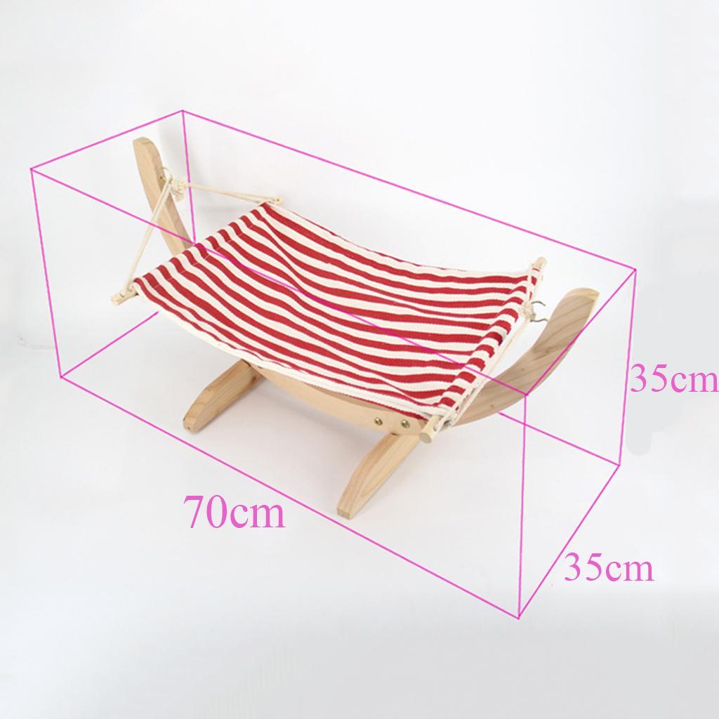 Hammock for Cat/Rat/Guinea Pig/Ferret Hanging Bed Toy House Wood Frame-Beige