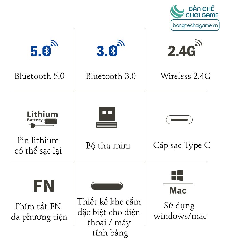 Bàn phím không dây Newmen K10 Dual Mode Bluetooth/ Wireless (Đen/ Trắng) - Hàng chính hãng