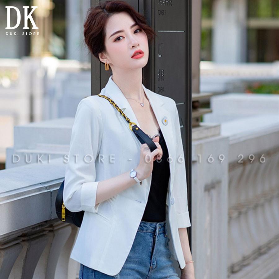 Áo vest nữ blazer tay lỡ màu trắng thời trang - DUKI STORE