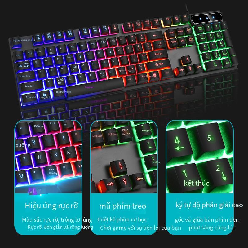 Giao hàng nhanh Kaidiwei có dây usb phím dạ quang bộ chuột máy tính người thao tác cảm thấy bàn phím có đèn nền bộ chuột bàn phím