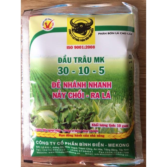 Phân bón lá cao cấp Đầu Trâu MK30-10-5 _Nảy chồi ra lá _10g