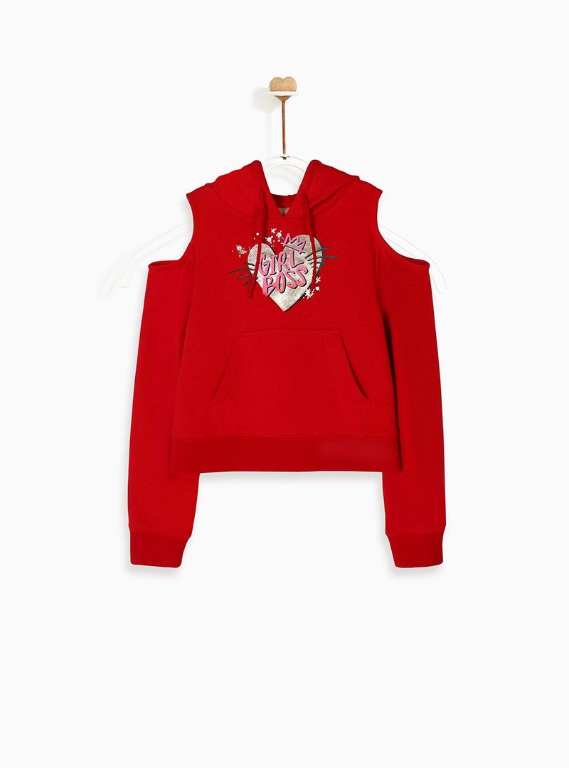 Áo hoodie bé gái dài tay khoét vai Girl Boss