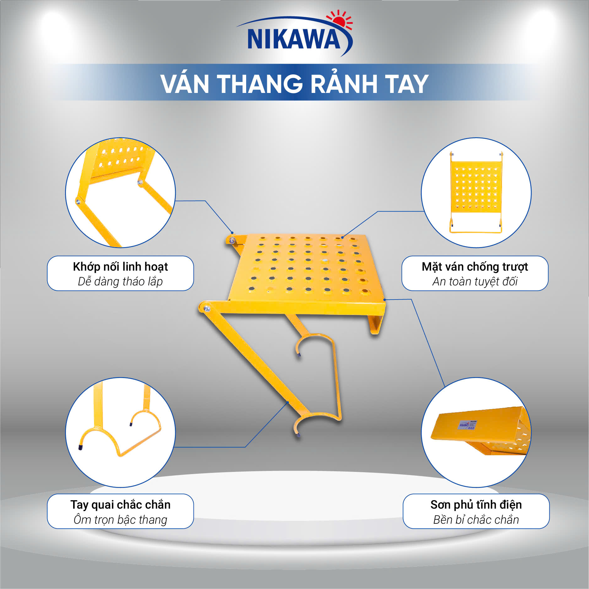 Ván thang rảnh tay Nikawa, Bậc thang cơ động đa năng, gấp/rút linh hoạt, dùng cho thang gấp, thang rút, thang đa năng – Hàng chính hãng