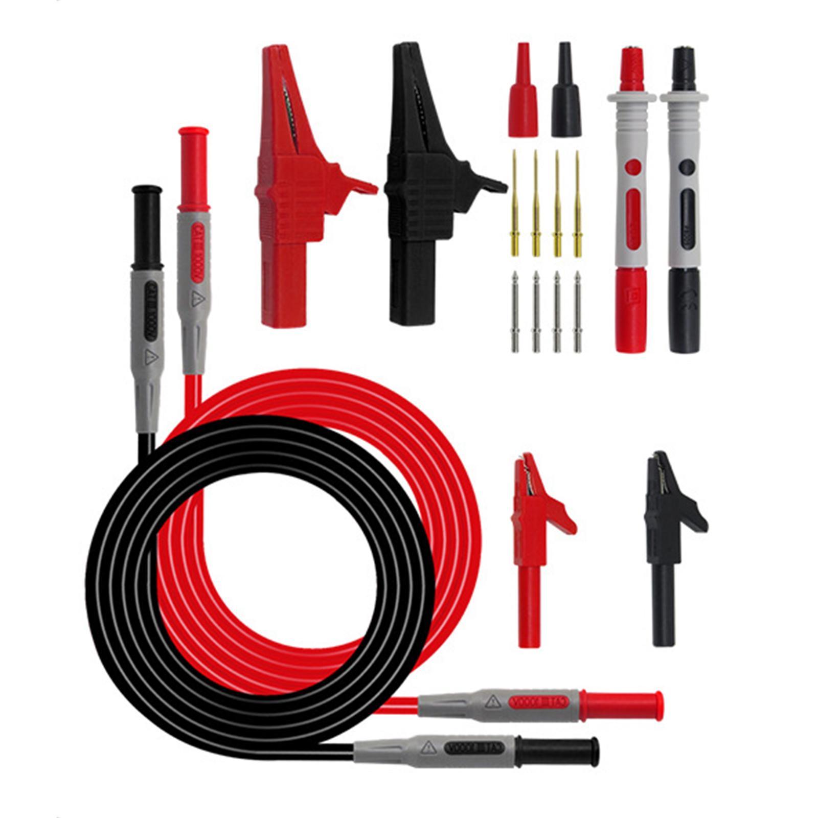 Multimeter Test Leads Kits Test Hook Clips Meter Test Probes Multimeter Pin Probes Professional for Digital Multimeter Test Leads Car Tester