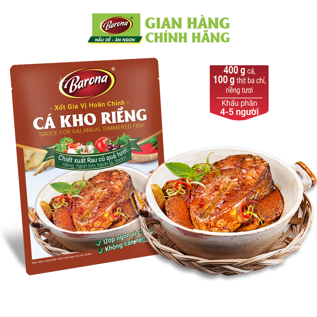 Combo 3 gói Xốt Gia vị hoàn chỉnh Barona - Cá kho riềng 80gr