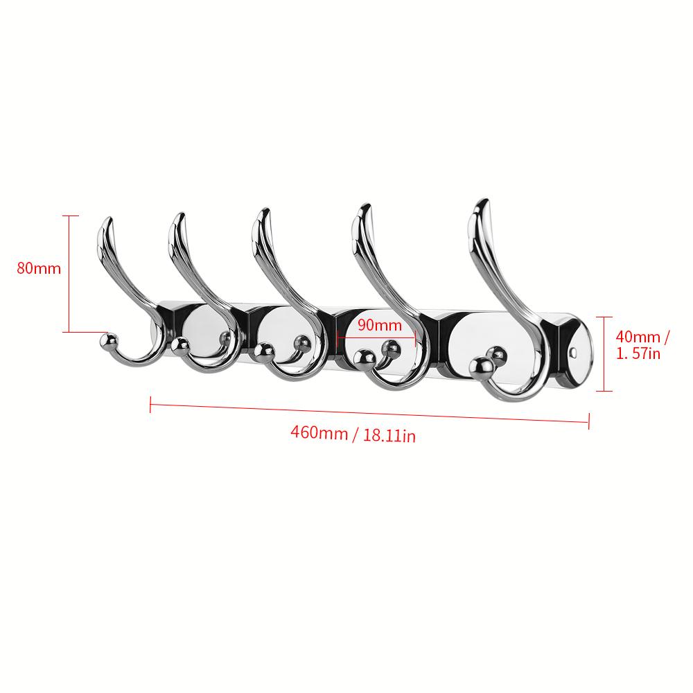 Móc treo đa chức năng bằng thép không gỉ với 5 đầu móc, bề mặc xử lý bóng gương sang trọng