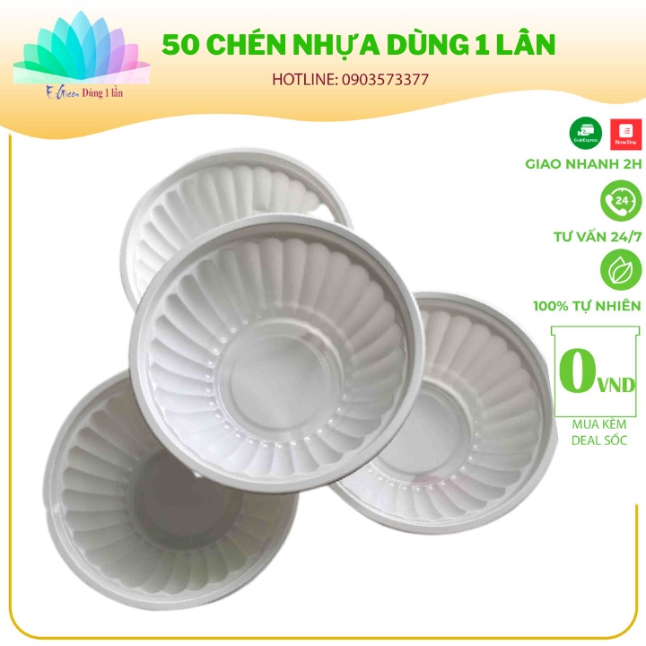 50 Chén nhựa dùng 1 lấn tiện lợi cho các buổi dã ngoại ,và du lịch nhẹ nhàng cùng bạn bè - E GREEN Dùng 1 Lần