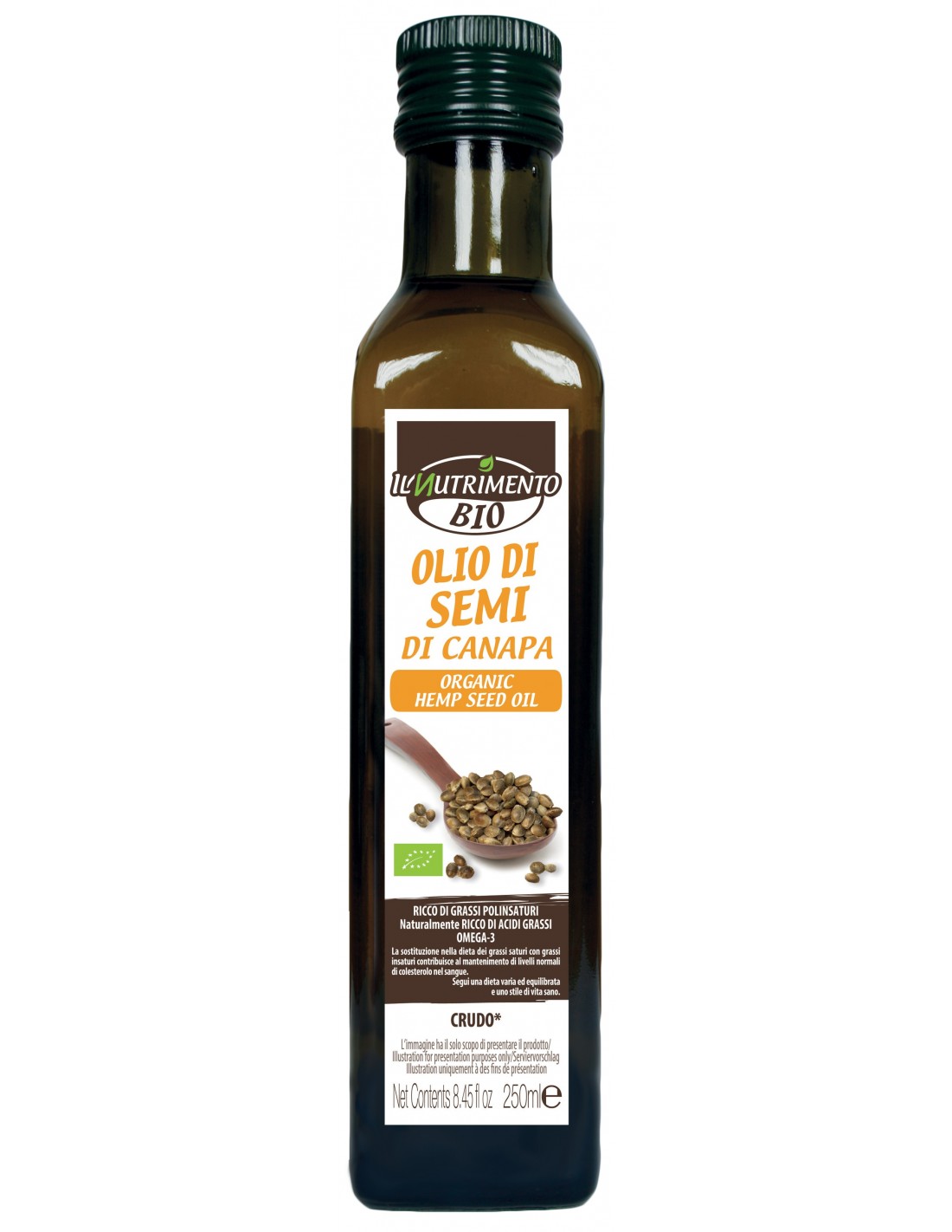 Dầu Hạt Gai Dầu thô hữu cơ 250ml Il Nutrimento Organic Raw Hemp Seed Oil