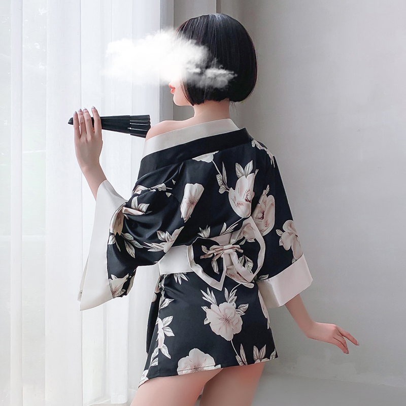 Váy ngủ lụa satin kimono Nhật Bản
