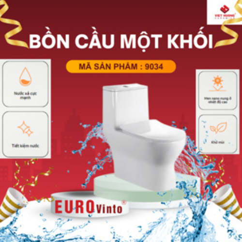 BỒN CẦU MỘT KHỐI EUROVINTO CAO CẤP MÃ 9034