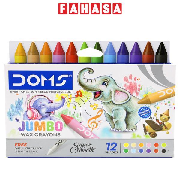 Hộp 12 Bút Sáp Màu Lớn Jumbo Wax Crayons - DOMS 3468