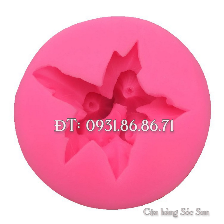 Khuôn silicon 3 hoa hồng kèm nụ và lá – Mã số 1546