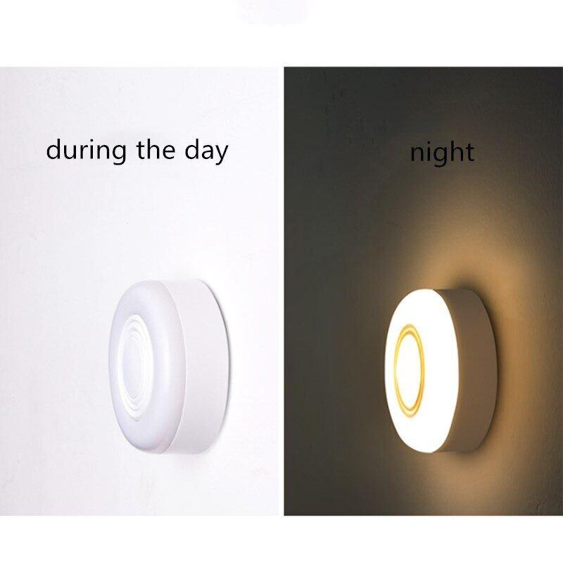 LED Night lights/ wall lamp, White shell, White/ Gold (warm white) lighting, Wireless smart sensing, For living room, bedroom, staircase, corridor, indoor night light, Use AA battery power, 0.25W