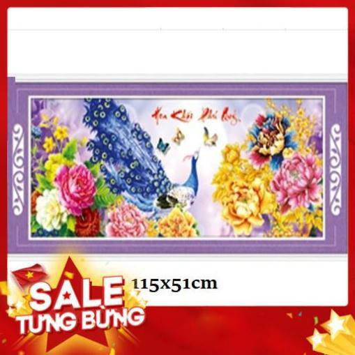 Tranh thêu chữ thập chim công 88872 115x51cm