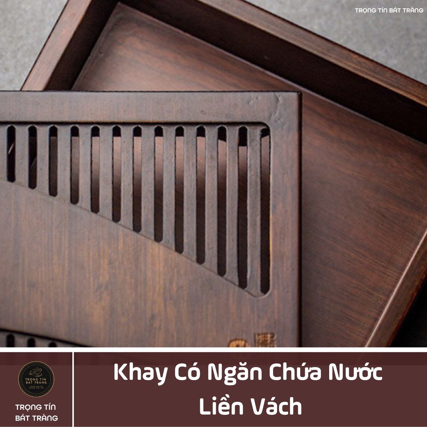 "KT 03 Khay Trà Tre Cao Cấp Chữ Nhật Nhỏ