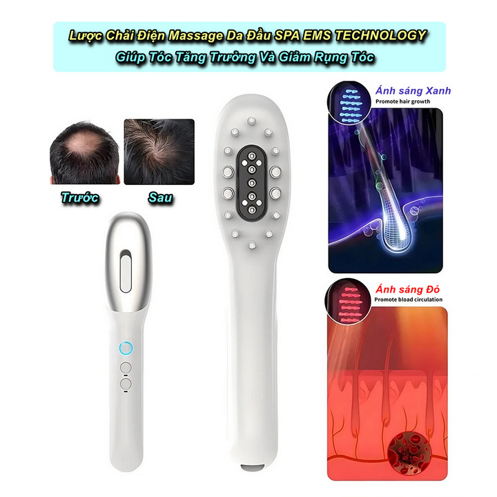 Lược Chải Điện Massage Da Đầu SPA EMS TECHNOLOGY Giúp Tóc Tăng Trưởng Và Giảm Rụng Tóc - Home and Garden