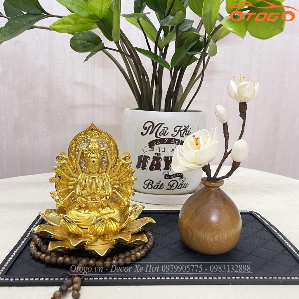 Set Tượng Phật Bà Quan Âm , Adida , Di Lặc Mix Bình Liên Hoa Trang Trí Xe Hơi Cao Cấp , Có Video hình thực tế