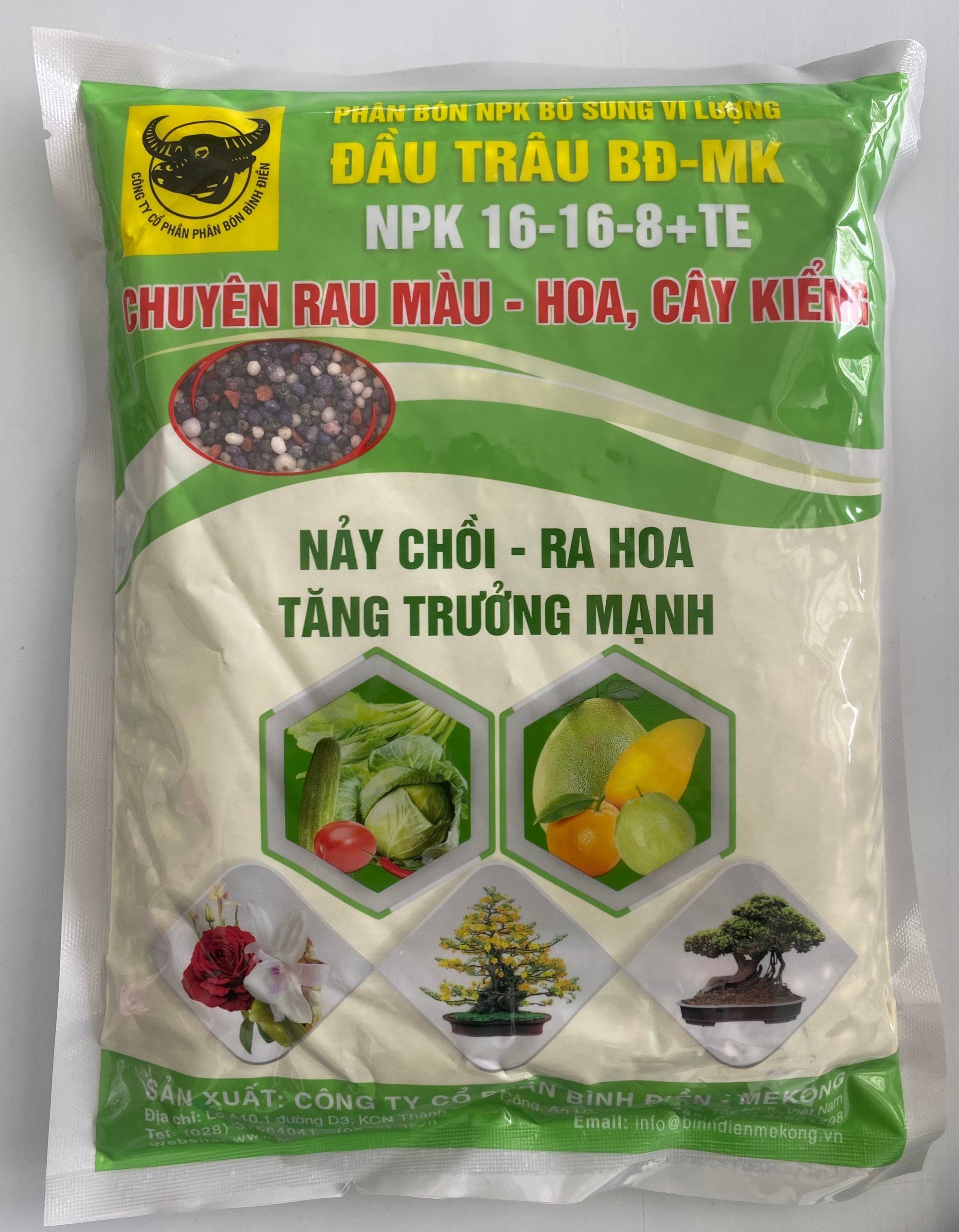 Phân Bón Đầu trâu BĐ-MK Bổ Sung Vi Lượng NPK 16-16-8+TE | PHÂN BÓN CHUYÊN RAU MÀU, HOA - CÂY KIỂNG