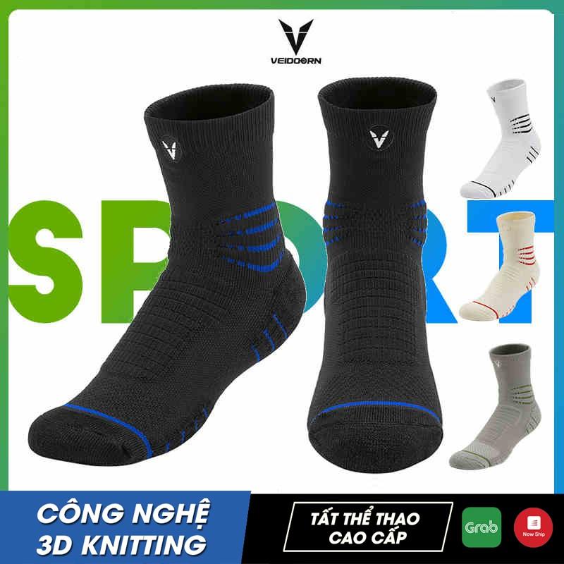 Tất bóng rổ cao cấp VEIDOORN - Công nghệ dệt 3D Knitted, Mềm Mại, Thoáng Khí - VT003