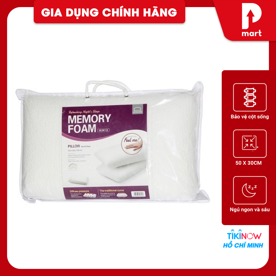 Gối Memory Foam 50D Hình Dáng Thường Lock&amp;Lock HLW112 (50 x 30 cm) - Trắng