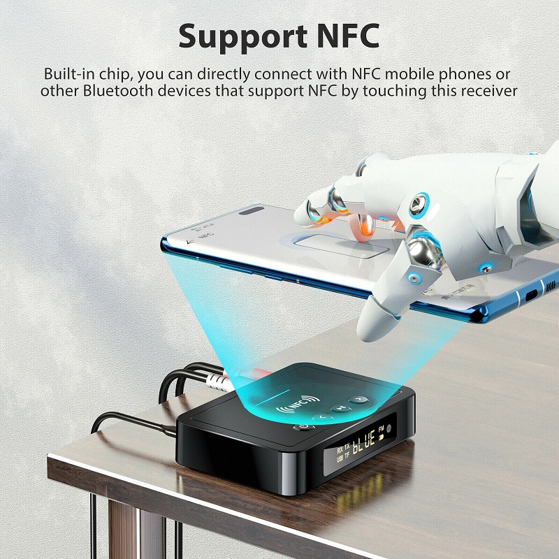 SOAIY Bộ Thu Phát Bluetooth 5.0 NFC FM 3 Trong 1 Có Màn Hình Led Hiển Thị Bluetooth M6 - Hàng Nhập Khẩu