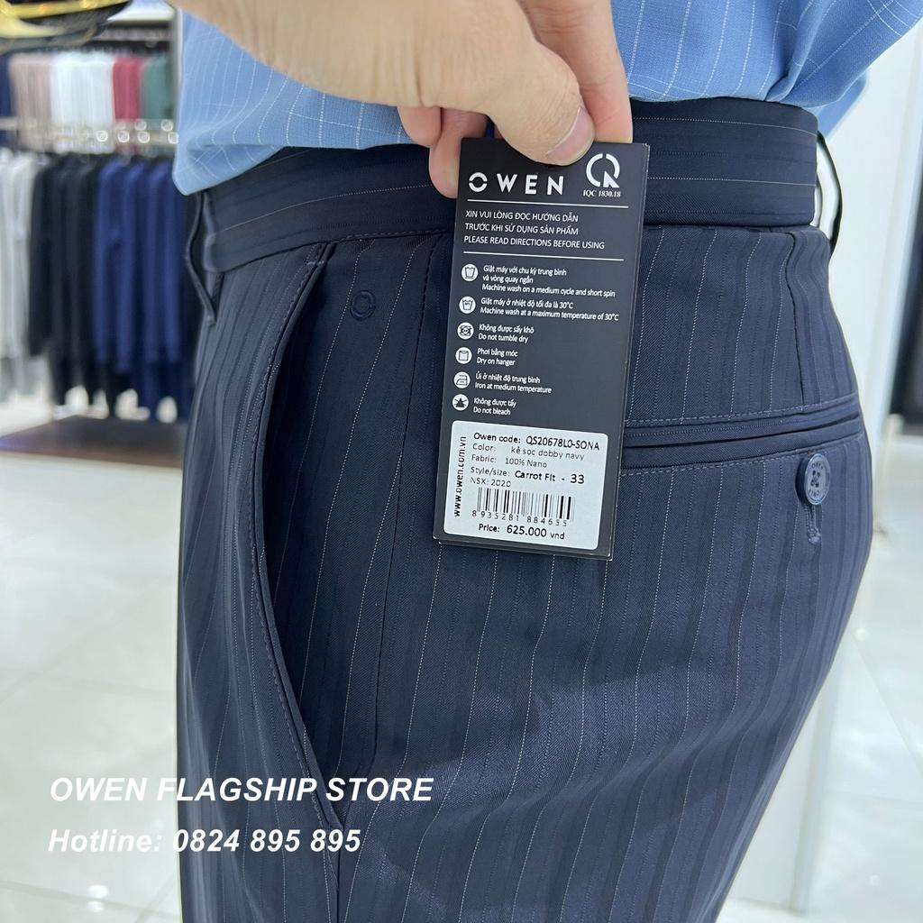 OWEN - () Quần âu nam công sở dáng Slimfit màu navy kẻ sọc mã QS20678L0