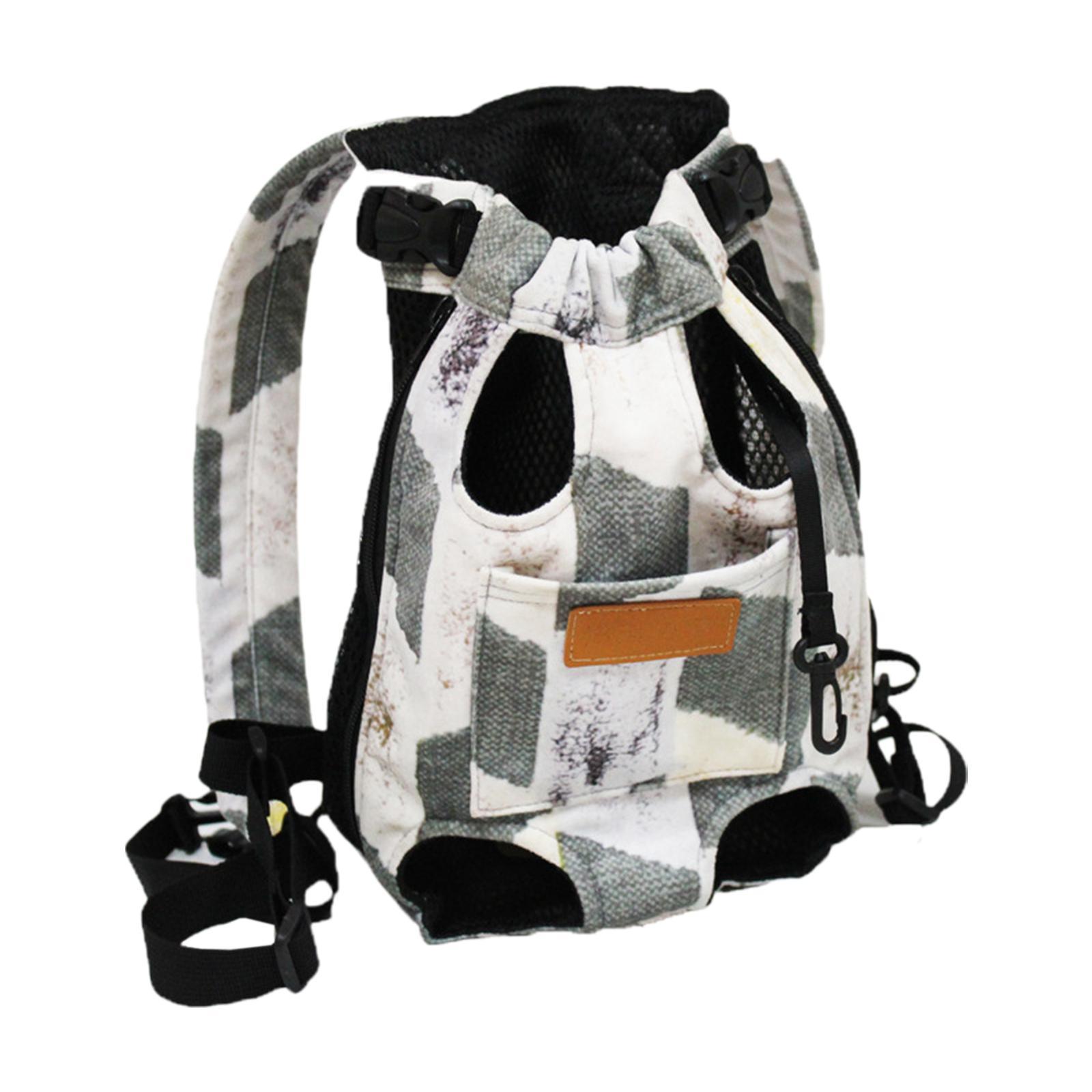 Pet Cat Carrier Backpack Chest Bag with Adjustable S Gray White