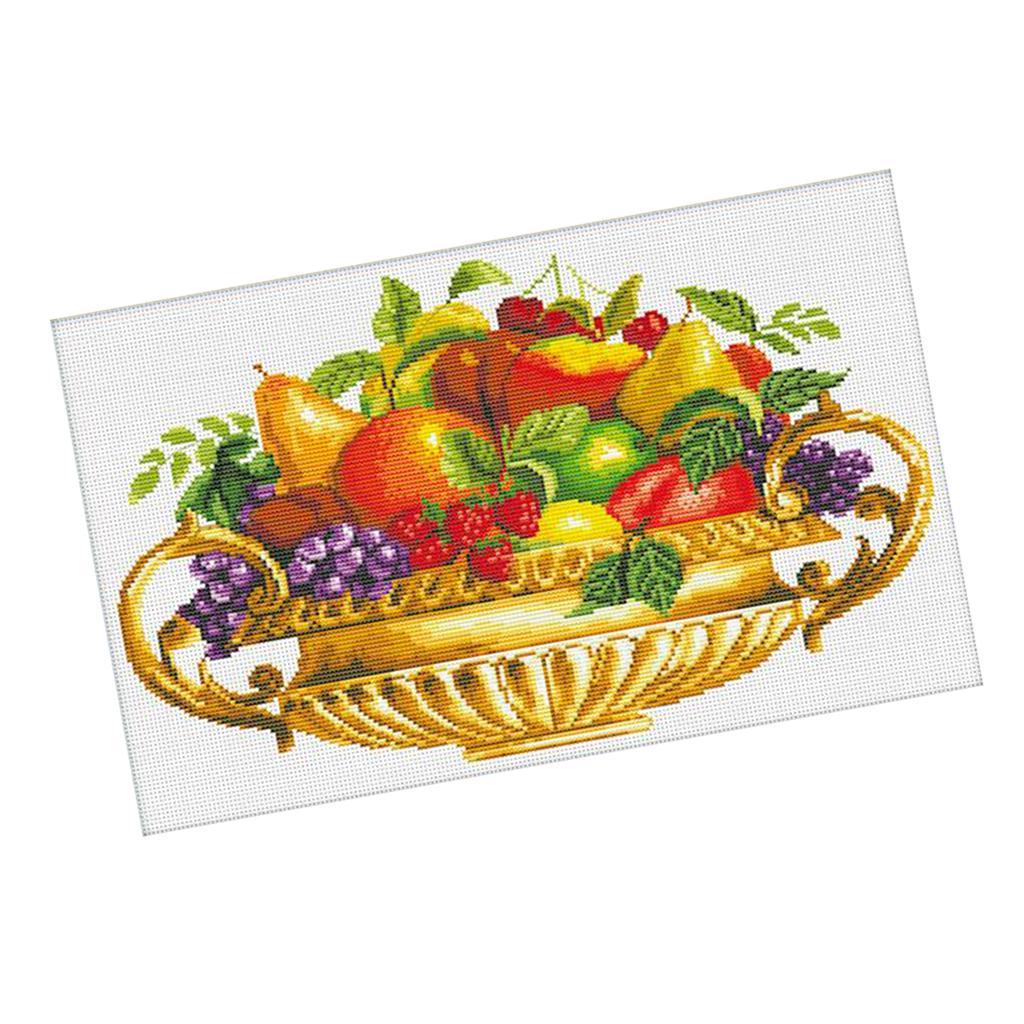 DIY Stamped Cross Stitch Kit Pre-Printed Pattern - Fruits 11 Count 55x36cm