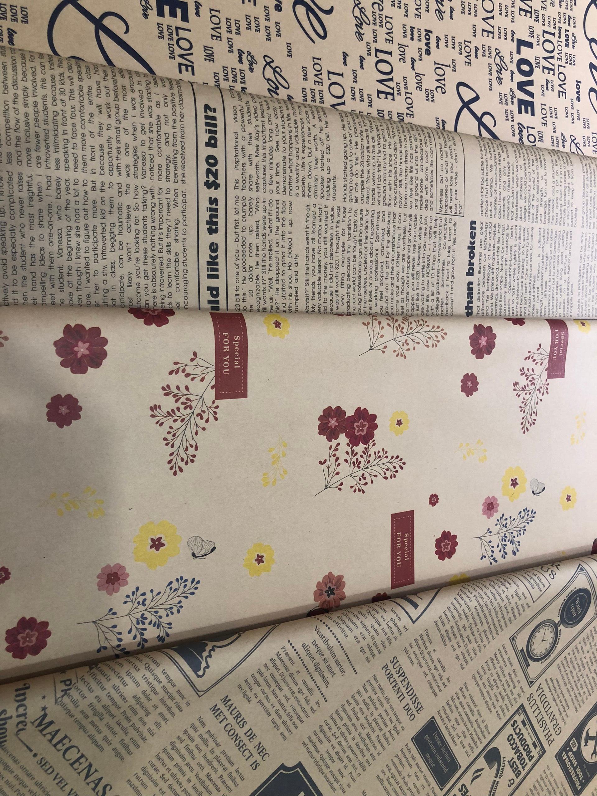 Giấy báo gói quà cỡ lớn bọc hàng bọc quà gói hoa vintage họa tiết tờ báo cũ cổ điển 50x70cm,M