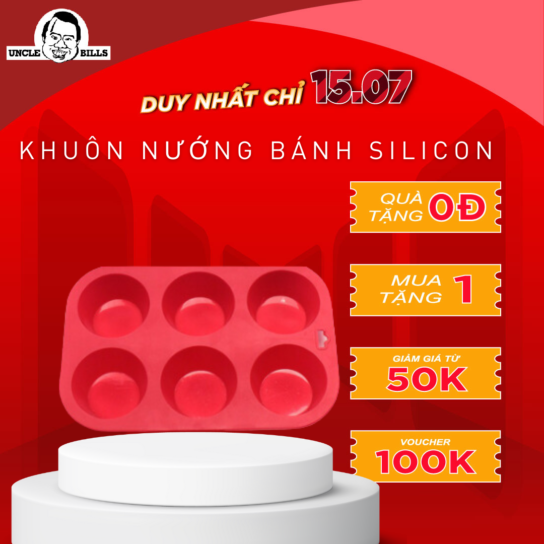 Bộ 6 Khuôn Bánh Nướng Nhỏ Silicon Uncle Bills KC0029 (Đỏ)