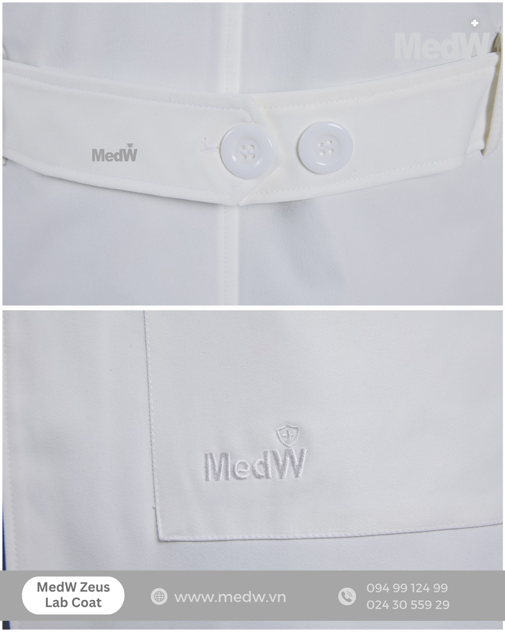 MedW Zeus Lab Coat (Nam Tay Ngắn ) Áo Blouses Bác sĩ  Bộ Trang Phục Y Tế Bác Sĩ, Điều Dưỡng Thiết Kế Pháp Cách Tân Trang Trọng Thẩm Mỹ, Vật Liệu Y Tế Cotton Nhật Nhập Khẩu Chuyên Biệt Không Bám Dính, Xếp Ly Giữ Dáng Suông