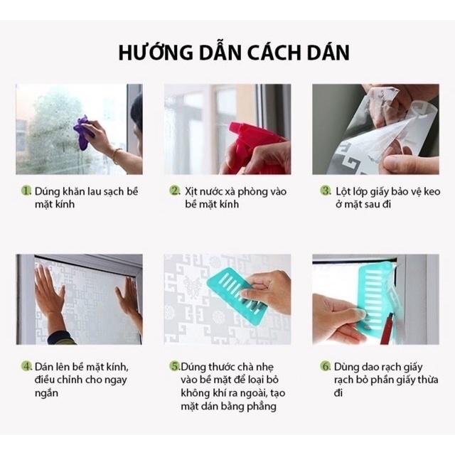 Cuộn 3mét Giấy Dán Kính họa tiết Lá Hoa xanh xinh xắn