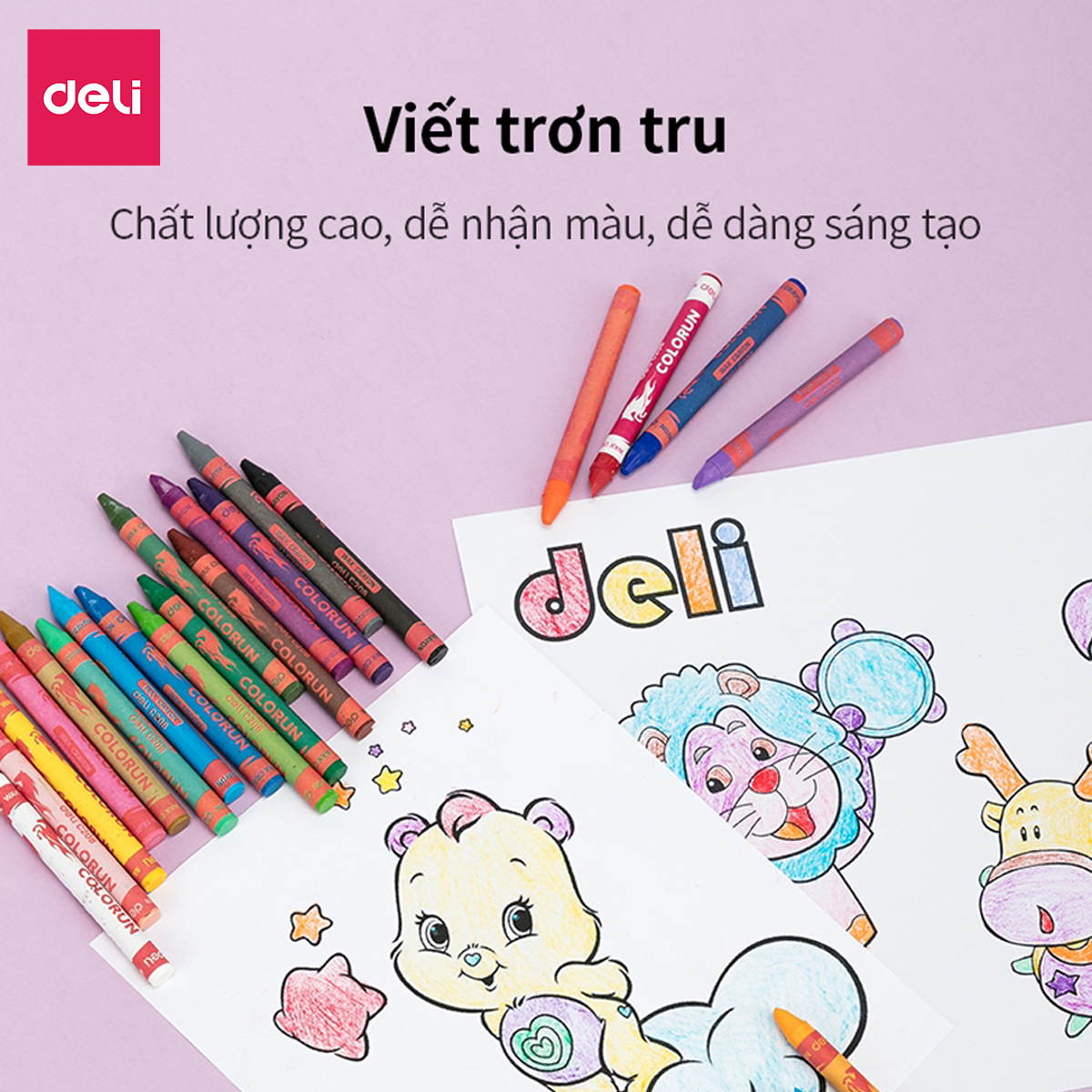 Bút sáp nến Deli - 12 màu/18 màu/24 màu - 1 hộp - EC20800/EC20810/EC20820